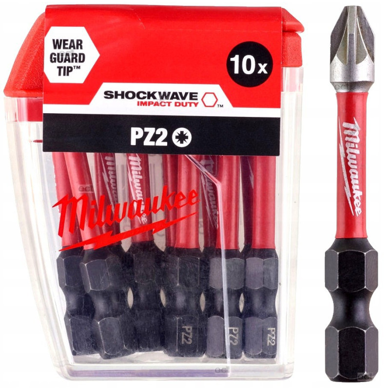 Купити Біта SHOCKWAVE MILWAUKEE, PZ2, 50мм, (10шт), пластикова коробка. Офіційний магазин Мілвокі Україна, фірмова гарантія з доставкою по Украіні