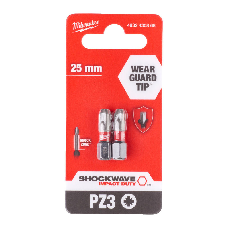 Купити Біта SHOCKWAVE MILWAUKEE, PZ3, 25мм, (2шт). Офіційний магазин Мілвокі Україна, фірмова гарантія з доставкою по Украіні