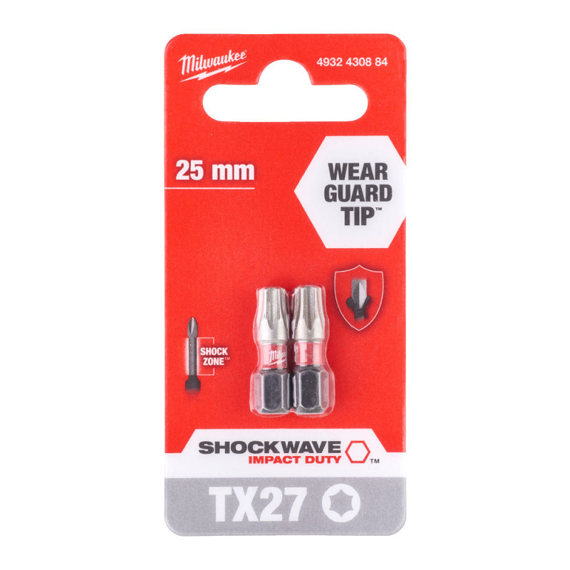 Купити Біта SHOCKWAVE MILWAUKEE, TX27, 25мм, (2шт). Офіційний магазин Мілвокі Україна, фірмова гарантія з доставкою по Украіні