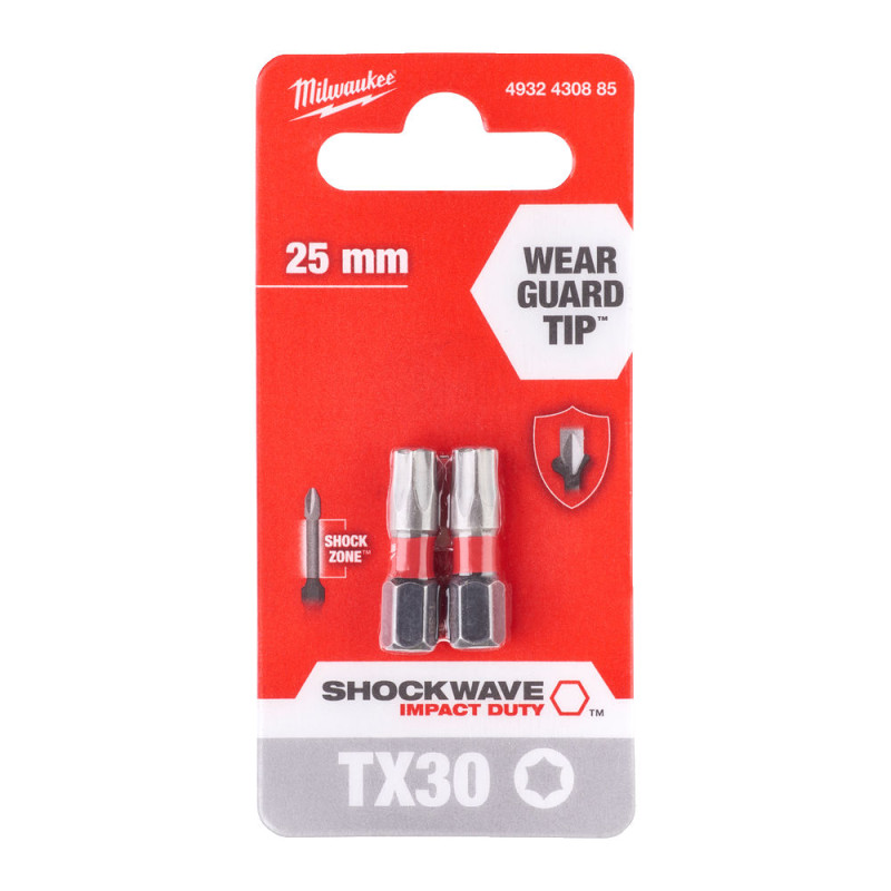 Купити Біта SHOCKWAVE MILWAUKEE, TX30, 25мм, (2шт). Офіційний магазин Мілвокі Україна, фірмова гарантія з доставкою по Украіні