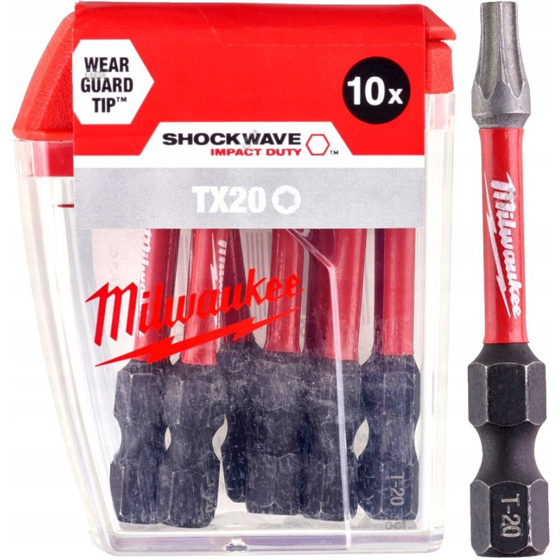 Купити Біта SHOCKWAVE MILWAUKEE, TX20, 50мм, (10шт), пластикова коробка. Офіційний магазин Мілвокі Україна, фірмова гарантія з доставкою по Украіні