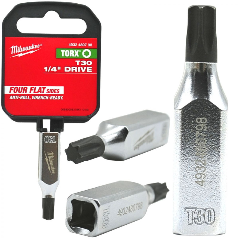 Купити Головка торцева хромована 1/4'' MILWAUKEE з бітою Torx TX30. Офіційний магазин Мілвокі Україна, фірмова гарантія з доставкою по Украіні