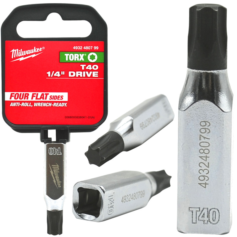 Купити Головка торцева хромована 1/4'' MILWAUKEE з бітою Torx TX40. Офіційний магазин Мілвокі Україна, фірмова гарантія з доставкою по Украіні