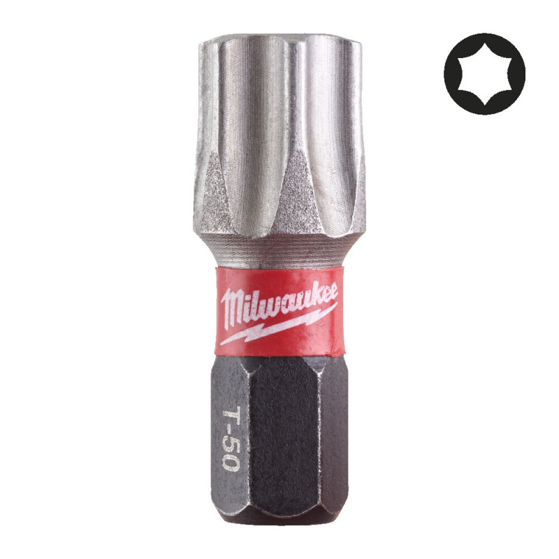 Купити Біта SHOCKWAVE MILWAUKEE, TX50, 25мм, (15шт), пластикова коробка. Офіційний магазин Мілвокі Україна, фірмова гарантія з доставкою по Украіні