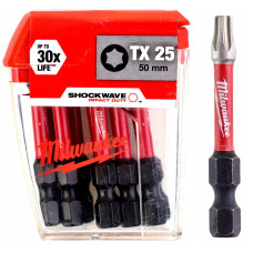 Купити Біта SHOCKWAVE MILWAUKEE, TX25, 50мм, (10шт), пластикова коробка. Офіційний магазин Мілвокі Україна, фірмова гарантія з доставкою по Украіні