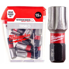 Купити Біта SHOCKWAVE MILWAUKEE, TX50, 25мм, (15шт), пластикова коробка. Офіційний магазин Мілвокі Україна, фірмова гарантія з доставкою по Украіні
