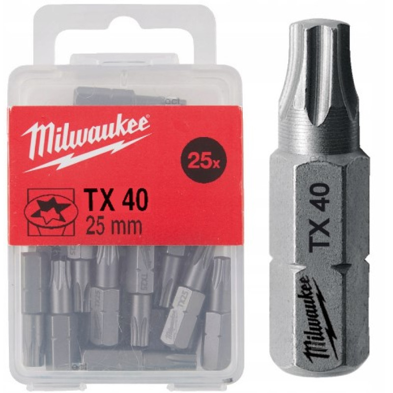 Купити Біта MILWAUKEE, TX40, 25мм, (25шт), пластикова коробка. Офіційний магазин Мілвокі Україна, фірмова гарантія з доставкою по Украіні