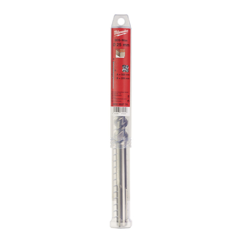 Купити Бур SDS-MAX MX4 MILWAUKEE, діаметр 25,0х320х200мм. Офіційний магазин Мілвокі Україна, фірмова гарантія з доставкою по Украіні