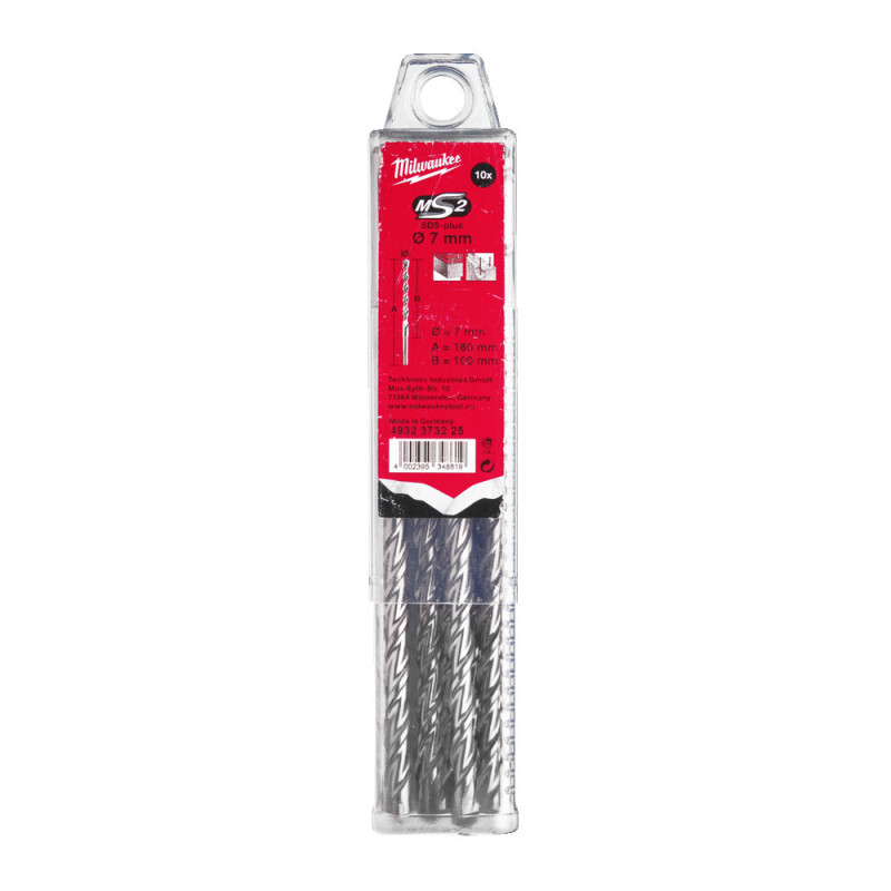 Купити Бур SDS-PLUS M2 MILWAUKEE, діаметр 7,0х160х100мм, (10шт), пластикова коробка. Офіційний магазин Мілвокі Україна, фірмова гарантія з доставкою по Украіні