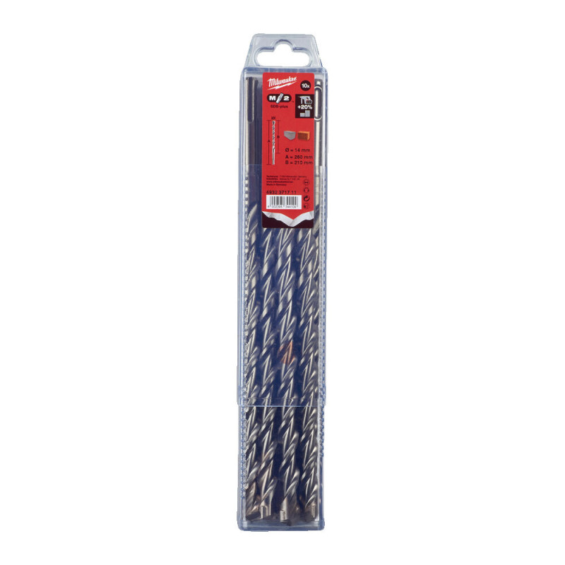 Купити Бур SDS-PLUS M2 MILWAUKEE, діаметр 14,0х260х210мм, (10шт), пластикова коробка. Офіційний магазин Мілвокі Україна, фірмова гарантія з доставкою по Украіні