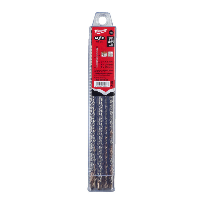 Купити Бур SDS-PLUS M2 MILWAUKEE, діаметр 6,5х210х150мм, (10шт), пластикова коробка. Офіційний магазин Мілвокі Україна, фірмова гарантія з доставкою по Украіні