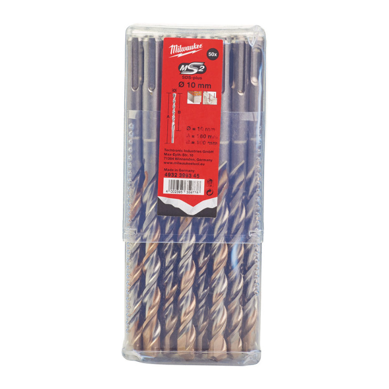 Купити Бур SDS-PLUS M2 MILWAUKEE, діаметр 10,0х160х100мм, (50шт), пластикова коробка. Офіційний магазин Мілвокі Україна, фірмова гарантія з доставкою по Украіні