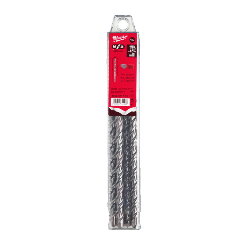 Купити Бур SDS-PLUS M2 MILWAUKEE, діаметр 10,0х210х150мм, (10шт), пластикова коробка. Офіційний магазин Мілвокі Україна, фірмова гарантія з доставкою по Украіні