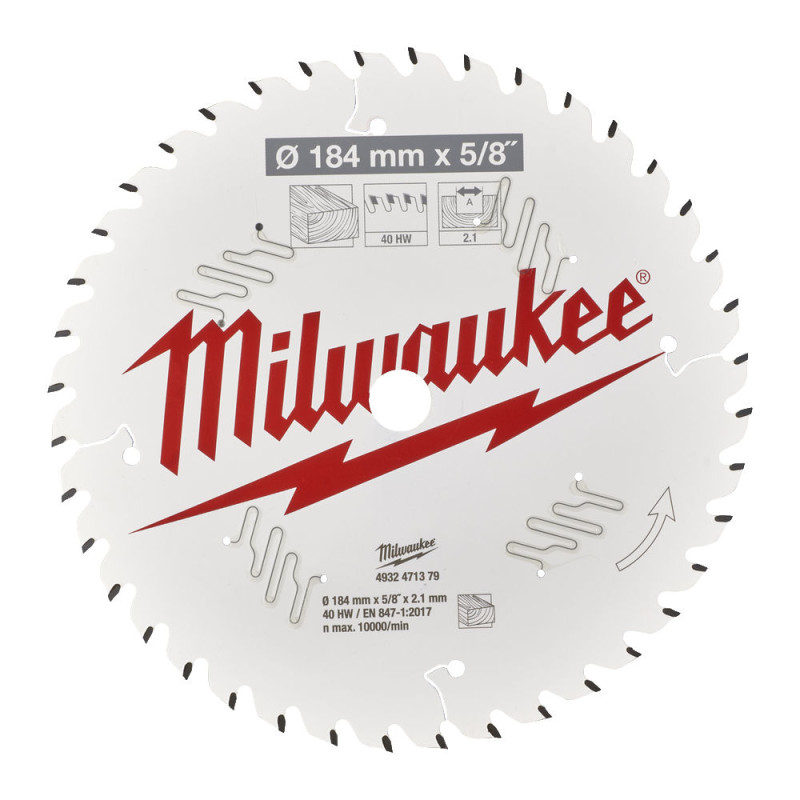 Купити Диск пиляльний по дереву PFTE THIN KERF MILWAUKEE, діаметр 184х5/8
