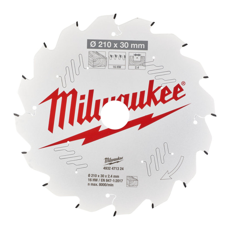 Купити Диск пиляльний по дереву PFTE THIN KERF MILWAUKEE, діаметр 210x30x2,4мм, 16зуб.. Офіційний магазин Мілвокі Україна, фірмова гарантія з доставкою по Украіні