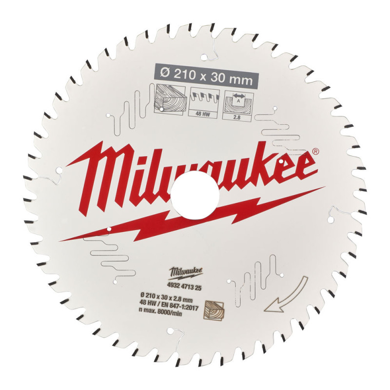 Купити Диск пиляльний по дереву PFTE THIN KERF MILWAUKEE, діаметр 210х30х2,8мм, 48 зуб.. Офіційний магазин Мілвокі Україна, фірмова гарантія з доставкою по Украіні
