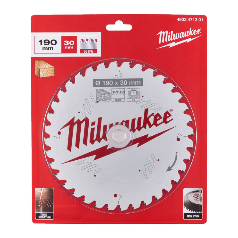 Купити Диск пиляльний по дереву PFTE THIN KERF MILWAUKEE, діаметр 190х30х1,6мм, 36 зуб.. Офіційний магазин Мілвокі Україна, фірмова гарантія з доставкою по Украіні