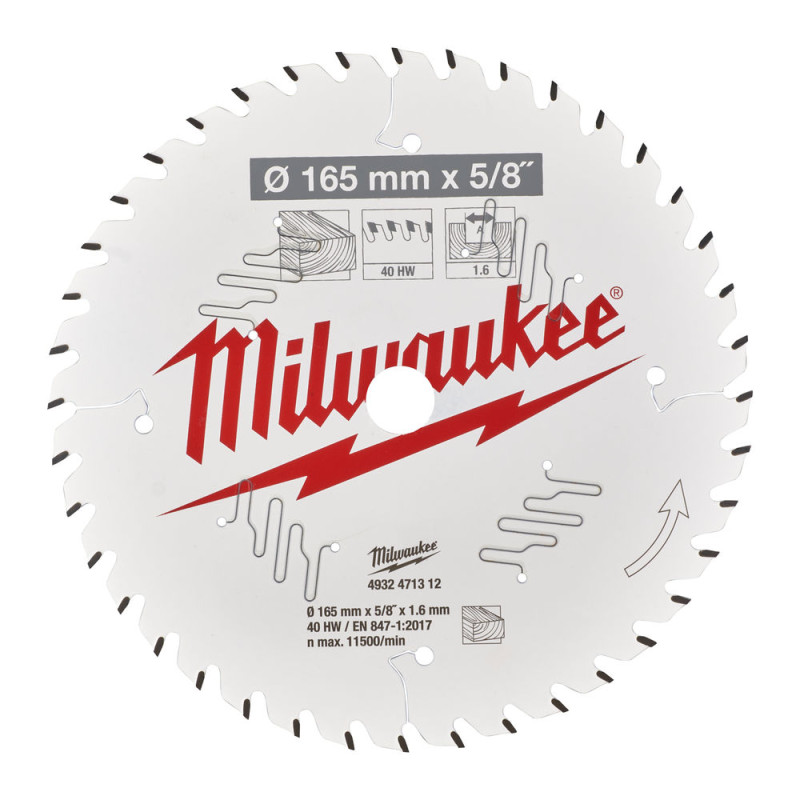 Купити Диск пиляльний по дереву PFTE MILWAUKEE, діаметр 165х15,87х1,6мм, 40 зуб.. Офіційний магазин Мілвокі Україна, фірмова гарантія з доставкою по Украіні