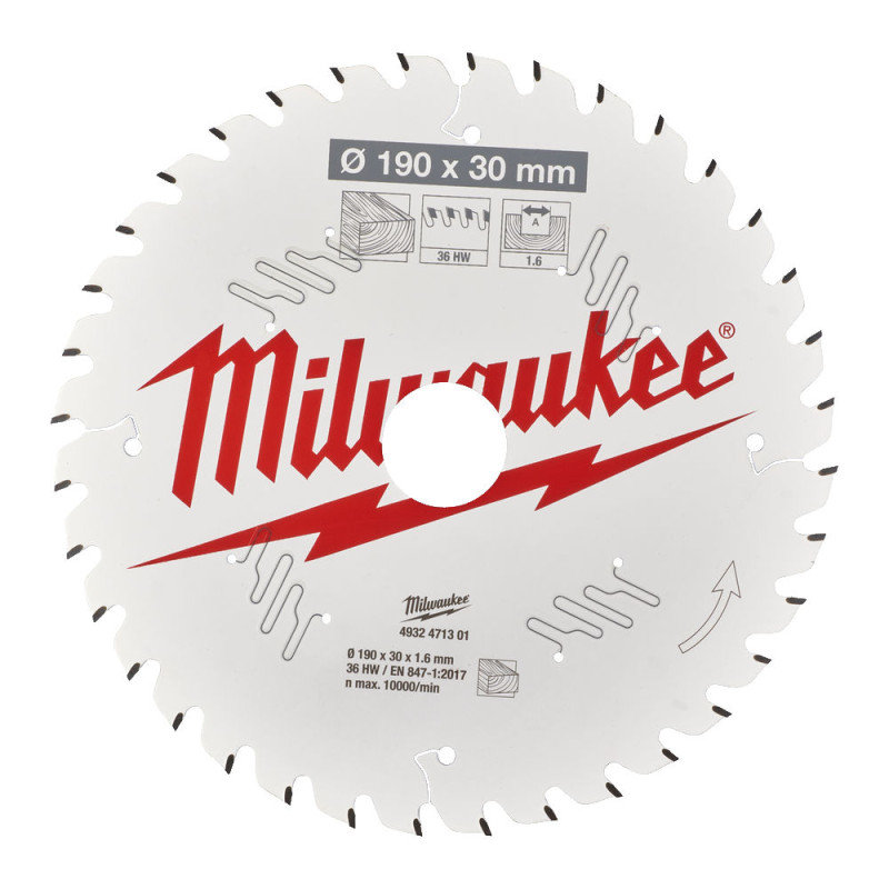 Купити Диск пиляльний по дереву PFTE THIN KERF MILWAUKEE, діаметр 190х30х1,6мм, 36 зуб.. Офіційний магазин Мілвокі Україна, фірмова гарантія з доставкою по Украіні