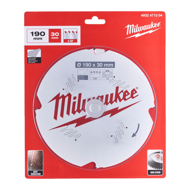 Купити Диск пиляльний  по фіброцементу PFTE MILWAUKEE, діаметр 190х30х1,8мм, 4 зуб.. Офіційний магазин Мілвокі Україна, фірмова гарантія з доставкою по Украіні