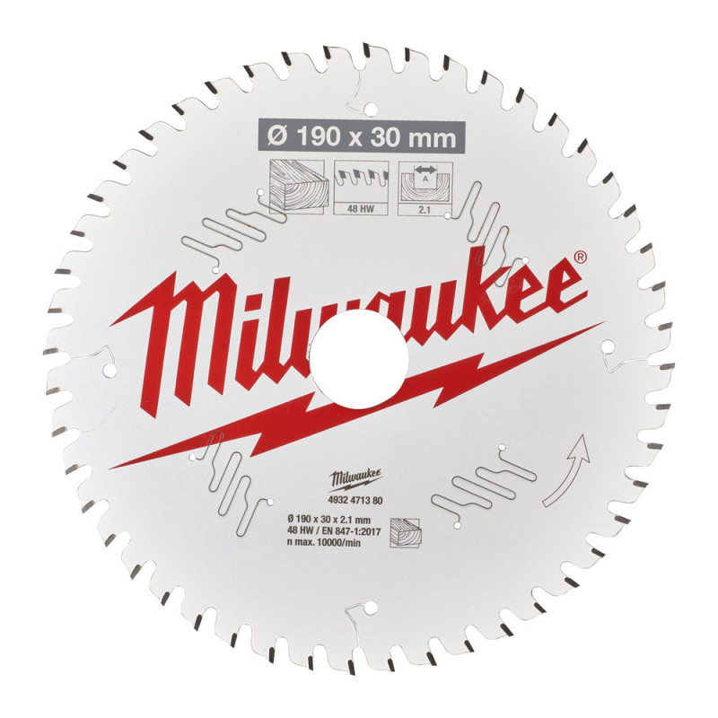 Купити Диск пиляльний по дереву PFTE THIN KERF MILWAUKEE, діаметр 190х30х2,1мм, 48 зуб.. Офіційний магазин Мілвокі Україна, фірмова гарантія з доставкою по Украіні
