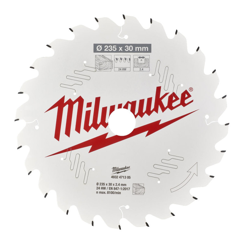 Купити Диск пиляльний по дереву PFTE MILWAUKEE, діаметр 235х30х2,4мм, 24 зуб.. Офіційний магазин Мілвокі Україна, фірмова гарантія з доставкою по Украіні