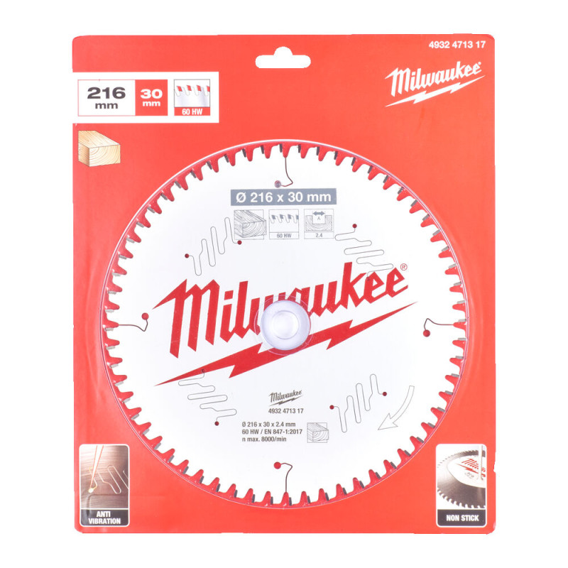 Купити Диск пиляльний по дереву для торцювальних пил PFTE MILWAUKEE, діаметр 216/30мм, 48 зуб.. Офіційний магазин Мілвокі Україна, фірмова гарантія з доставкою по Украіні