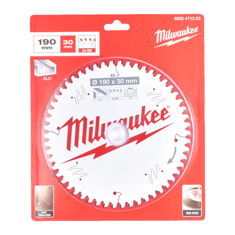 Купити Диск пиляльний по алюмінію Alu PFTE MILWAUKEE, діаметр 190х30х2,4мм, 54 зуб.. Офіційний магазин Мілвокі Україна, фірмова гарантія з доставкою по Украіні