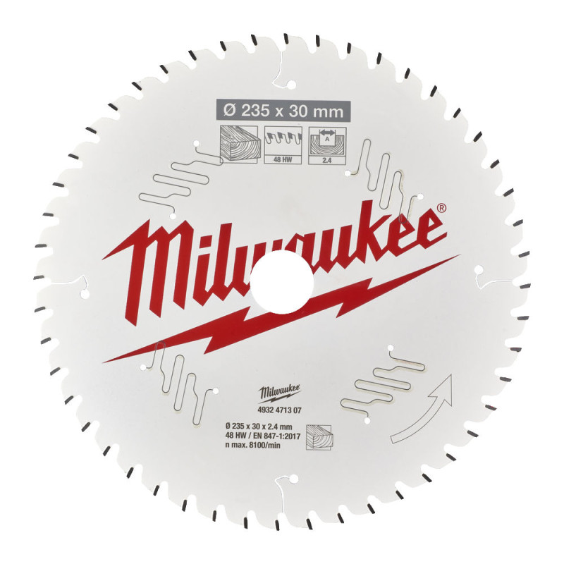 Купити Диск пиляльний по дереву PFTE MILWAUKEE, діаметр 235х30х2,4мм, 60 зуб.. Офіційний магазин Мілвокі Україна, фірмова гарантія з доставкою по Украіні