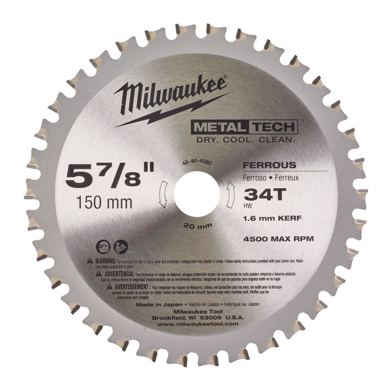 Купити Диск пиляльний по металу MILWAUKEE, діаметр 150х20х1,6мм, 34 зуб.. Офіційний магазин Мілвокі Україна, фірмова гарантія з доставкою по Украіні