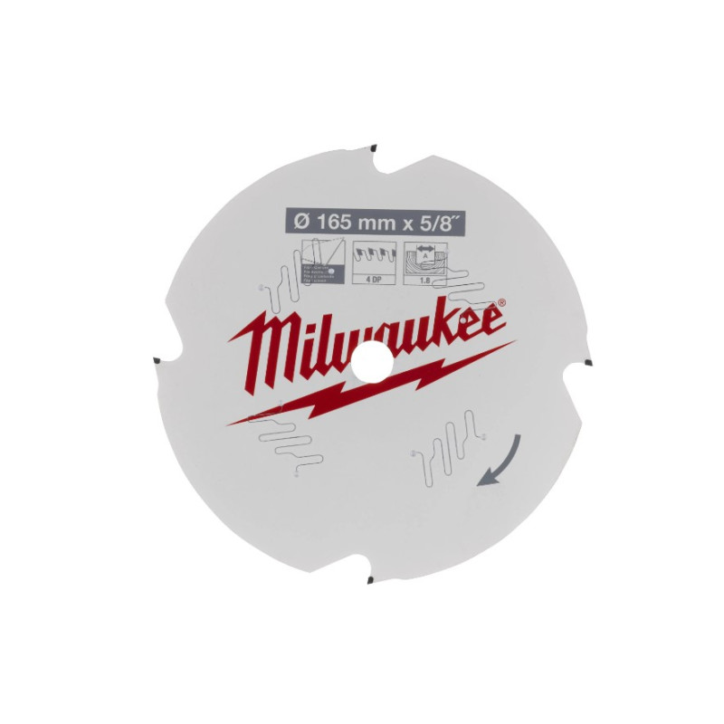 Купити Диск пиляльний по фіброцементу PFTE MILWAUKEE, діаметр 165х5/8х1,8мм, 4 зуб.. Офіційний магазин Мілвокі Україна, фірмова гарантія з доставкою по Украіні