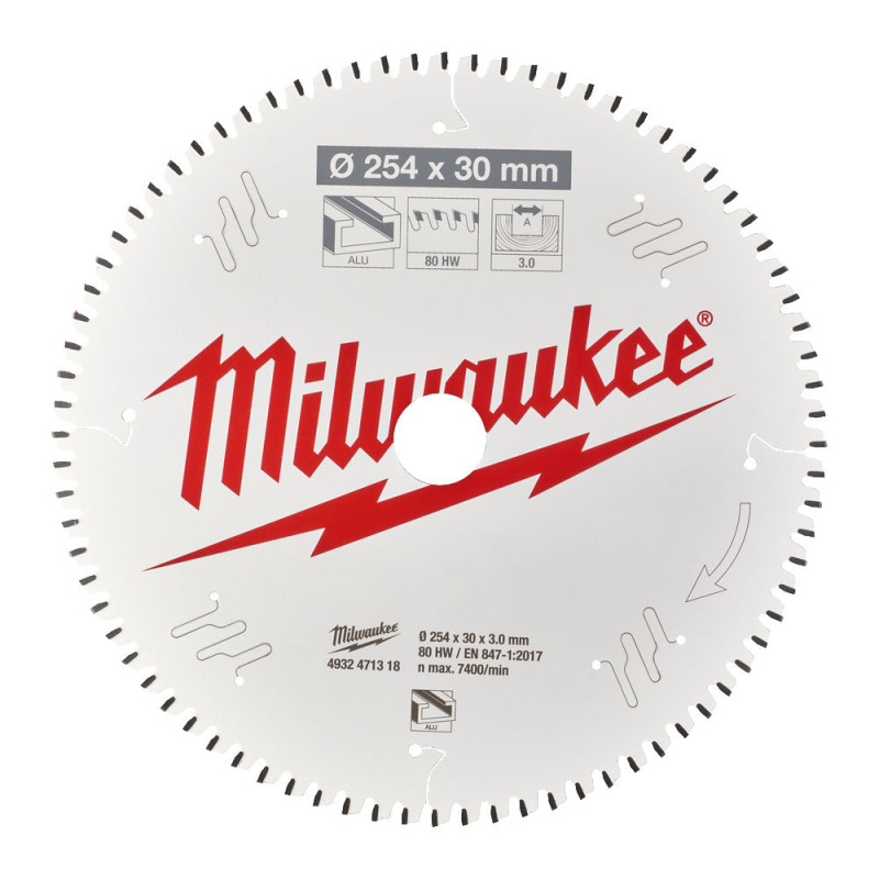 Купити Диск пиляльний по алюмінію Alu PFTE MILWAUKEE, діаметр 254/30мм, 80 зуб.. Офіційний магазин Мілвокі Україна, фірмова гарантія з доставкою по Украіні