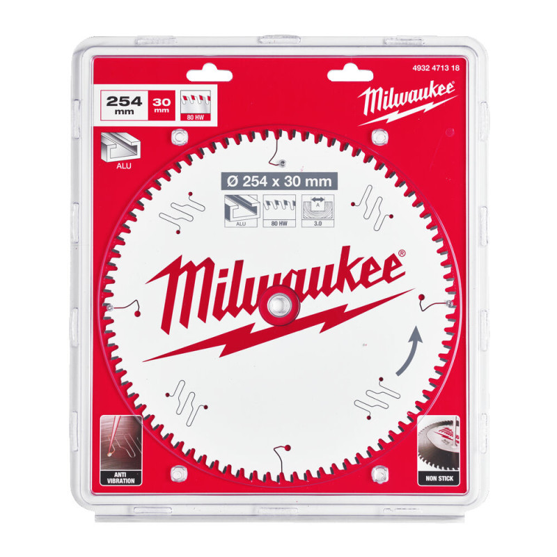 Купити Диск пиляльний по алюмінію Alu PFTE MILWAUKEE, діаметр 254/30мм, 80 зуб.. Офіційний магазин Мілвокі Україна, фірмова гарантія з доставкою по Украіні