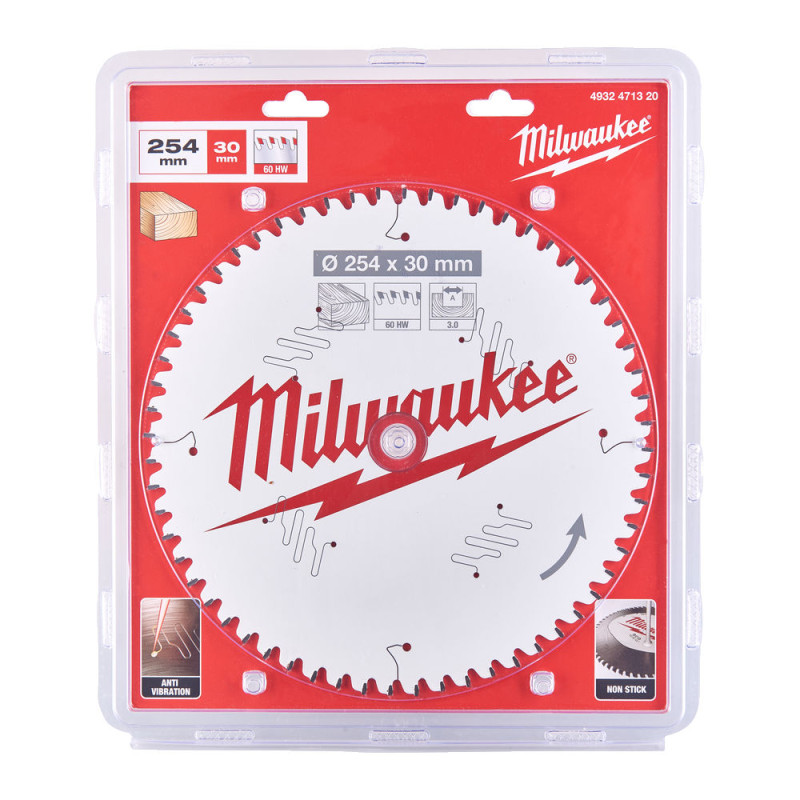 Купити Диск пиляльний по дереву для торцювальних пил PFTE MILWAUKEE, діаметр 254x30мм, 60 зуб.. Офіційний магазин Мілвокі Україна, фірмова гарантія з доставкою по Украіні