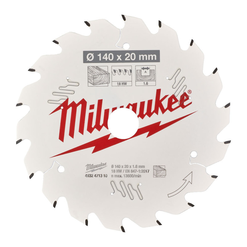 Купити Диск пиляльний по дереву для торцювальних пил PFTE THIN KERF MILWAUKEE, діаметр 140х20х1,6мм, 18 зуб.. Офіційний магазин Мілвокі Україна, фірмова гарантія з доставкою по Украіні