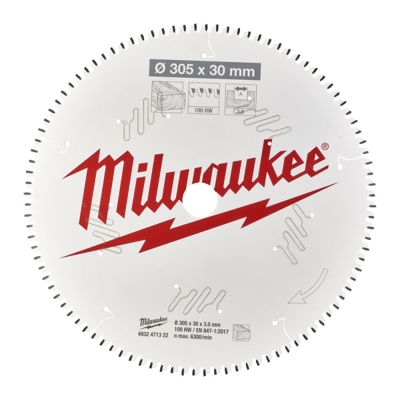 Купити Диск пиляльний по дереву для торцювальних пил PFTE MILWAUKEE, діаметр 305х30х3,0мм, 100 зуб.. Офіційний магазин Мілвокі Україна, фірмова гарантія з доставкою по Украіні
