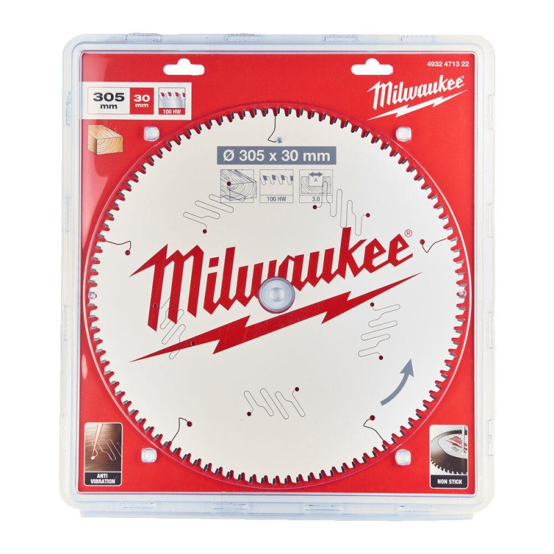 Купити Диск пиляльний по дереву для торцювальних пил PFTE MILWAUKEE, діаметр 305х30х3,0мм, 100 зуб.. Офіційний магазин Мілвокі Україна, фірмова гарантія з доставкою по Украіні