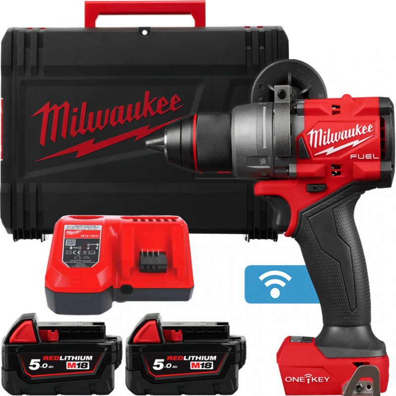 Купити Дриль-шуруповерт акумуляторний безщітковий ударний MILWAUKEE M18 ONEPD3-502X, 158Нм (зарядний пристрій М12-18 FC, 2 акумулятори М18 В5 5Аг, HD кейс). Офіційний магазин Мілвокі Україна, фірмова гарантія з доставкою по Украіні