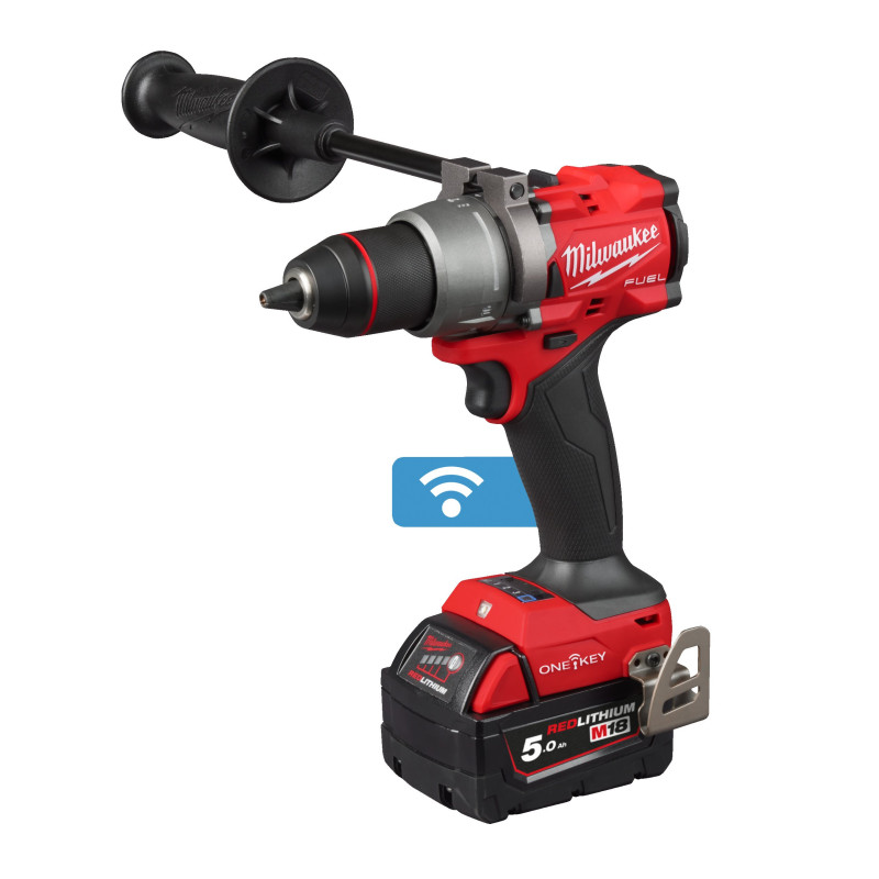 Купити Дриль-шуруповерт акумуляторний безщітковий MILWAUKEE, M18 ONEDD3-502X,158Нм (зарядний пристрій М12-18 FC, 2 акумулятори М18 В5 5Аг, кліпса для ременя. бічна рукоять, HDкейс). Офіційний магазин Мілвокі Україна, фірмова гарантія з доставкою по Украіні
