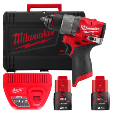 Купити Дриль-шуруповерт акумуляторний безщітковий MILWAUKEE, M12 FDD2-202X (зарядний пристрій С12 С, 2 акумулятори М12 В2 2Аг, кліпса для ременя, HDкейс). Офіційний магазин Мілвокі Україна, фірмова гарантія з доставкою по Украіні