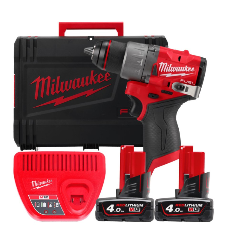 Купити Дриль-шурупокрут акумуляторний MILWAUKEE, M12 FDD2-402X (+ заряд.пристрій, 2 акум., HD кейс). Офіційний магазин Мілвокі Україна, фірмова гарантія з доставкою по Украіні