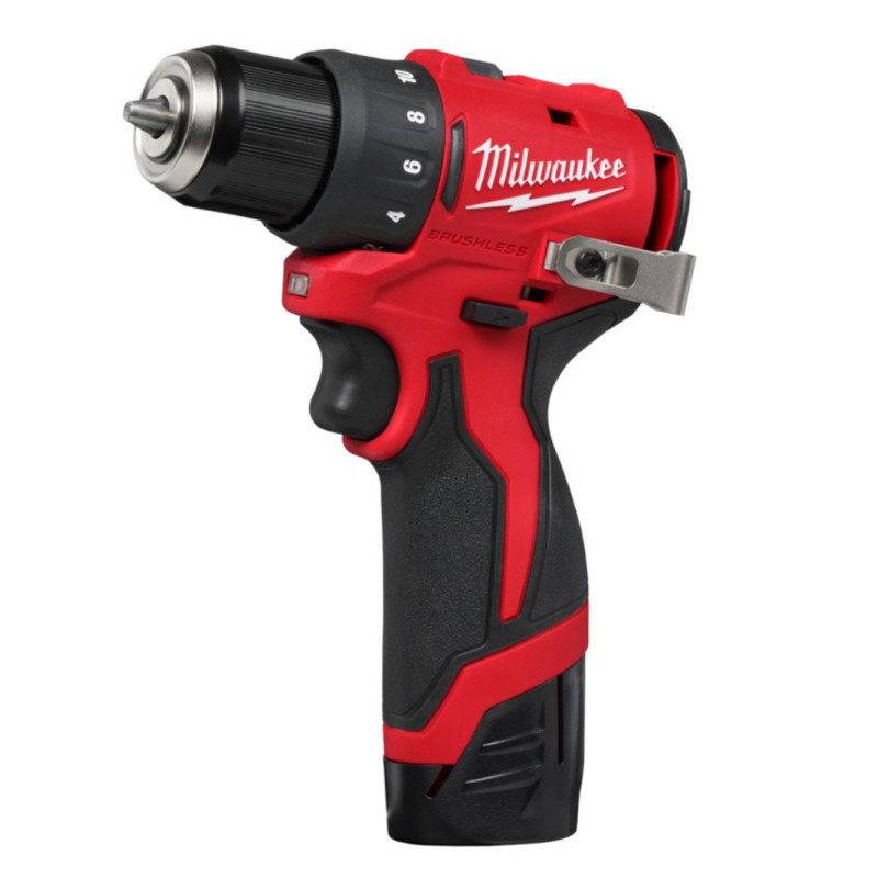 Купити Дриль-шуруповерт акумуляторний безщітковий MILWAUKEE M12 BLDDRC-202C, 40Нм (зарядний пристрій С12, 2 акумулятори М12 В2 2Аг, кліпса для ременя, кейс). Офіційний магазин Мілвокі Україна, фірмова гарантія з доставкою по Украіні