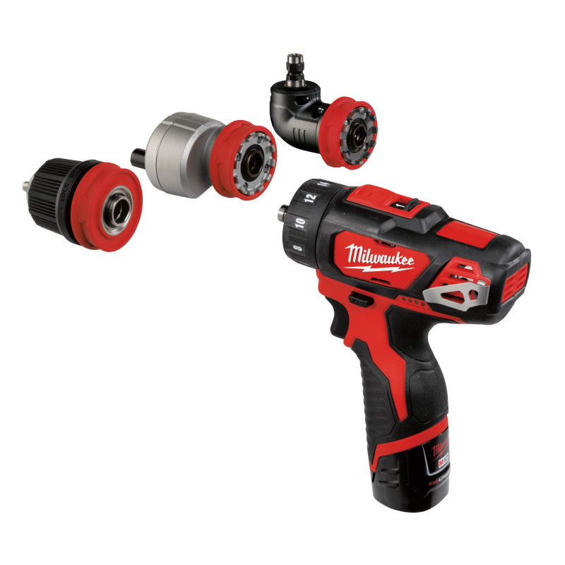 Купити Дриль-шуруповерт акумуляторний MILWAUKEE, M12 BDDXKIT-202C, 32Нм (зарядний пристрій С12 С, 2 акумулятори М12 В2 2Аг, 3 насадки, кліпса для ременя, кейс). Офіційний магазин Мілвокі Україна, фірмова гарантія з доставкою по Украіні