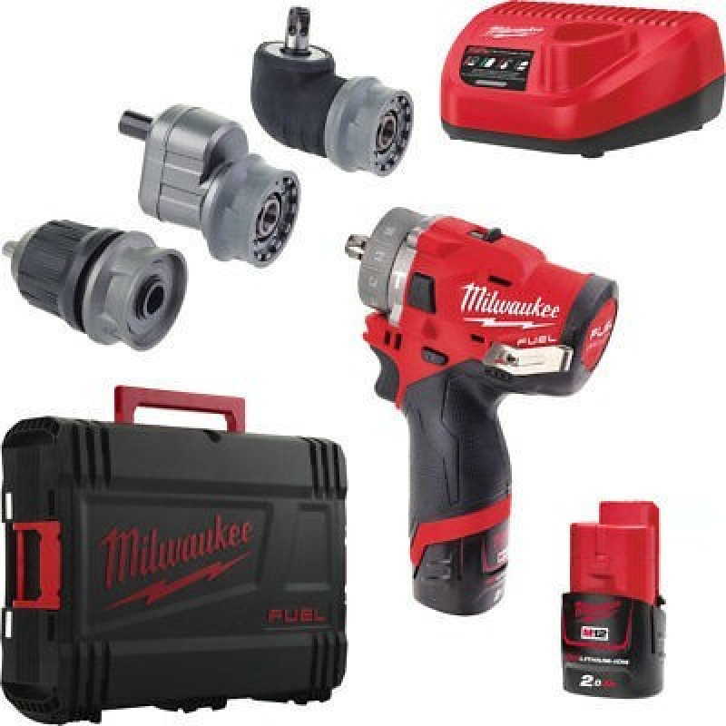 Купити Дриль-шурупокрут з ударом акумуляторний безщітковий MILWAUKEE, M12 FPDXKIT-202X, 37Нм (зарядний пристрій С12 С, 2 акумулятори М12 В2 2Аг, 2 насадки, клипса для ременя, HDкейс). Офіційний магазин Мілвокі Україна, фірмова гарантія з доставкою по Украіні