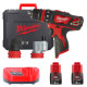 Купити Дриль-шуруповерт акумуляторний MILWAUKEE, M12 BDDXKIT-202C, 32Нм (зарядний пристрій С12 С, 2 акумулятори М12 В2 2Аг, 3 насадки, кліпса для ременя, кейс). Офіційний магазин Мілвокі Україна, фірмова гарантія з доставкою по Украіні