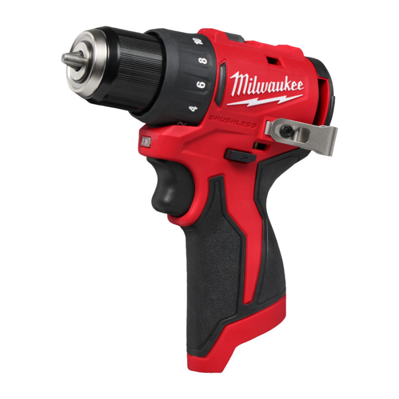 Купити Дриль-шуруповерт акумуляторний безщітковий MILWAUKEE, M12 BLDDRC-0, 40Нм (каркас, кліпса для ременя, картонне пакування). Офіційний магазин Мілвокі Україна, фірмова гарантія з доставкою по Украіні