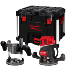 Купити Фрезер акумулятрний кромкувальний MILWAUKEE, M18 FR12KIT-0P (цанги 8мм і 12мм, бічний упор, опорна плита, гайковий ключ, труба для видалення пилу і занурювальна основа. кейс PACKOUT). Офіційний магазин Мілвокі Україна, фірмова гарантія з доставкою по Украіні
