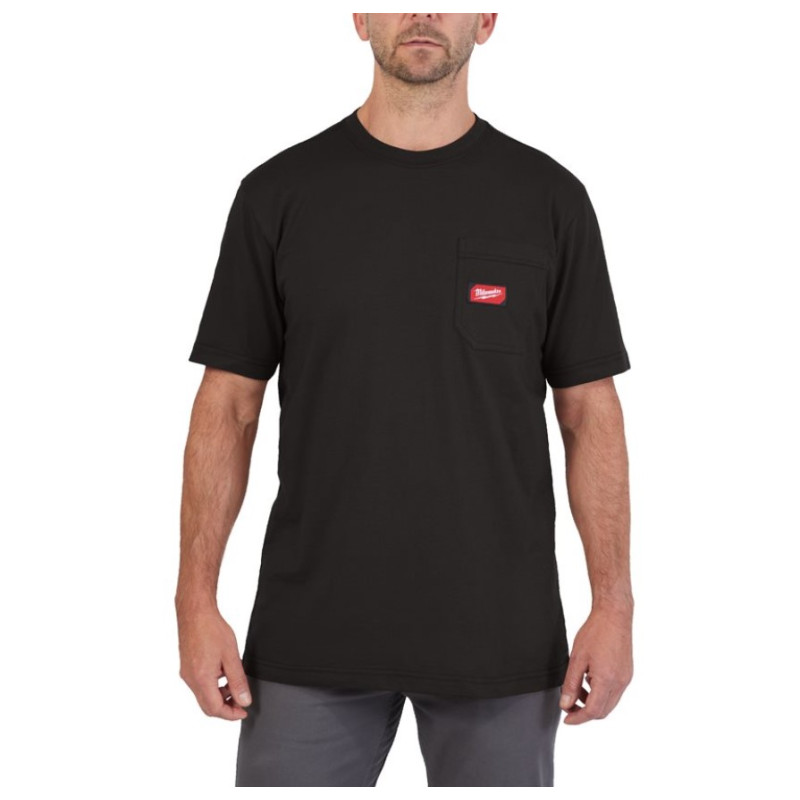 Купити Футболка MILWAUKEE WTSSBL-XL, з карманом та коротким рукавом, чорна, (розмір XL). Офіційний магазин Мілвокі Україна, фірмова гарантія з доставкою по Украіні