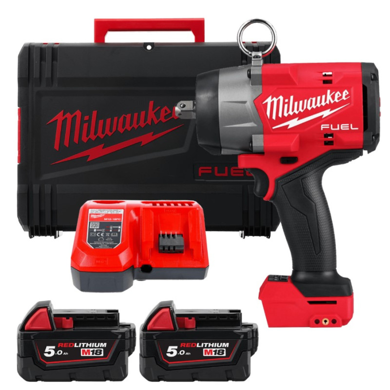 Купити Гайковерт акумуляторний безщітковий 1/2'' MILWAUKEE, M18 FHIW2P12-502X, 1491Нм, з піном (зарядний пристрій M12-18 FC, 2 акумулятори М18 В5 5Аг, HDкейс). Офіційний магазин Мілвокі Україна, фірмова гарантія з доставкою по Украіні