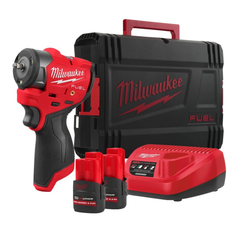 Купити Гайковерт акумуляторний безщітковий 1/4'' MILWAUKEE, M12 FSCIWF14-252X, 136Нм, з кільцем (зарядний пристрій С12 С, 2 акумулятори М12 НВ2.5 2,5Ач, кліпса для ременя, HDкейс). Офіційний магазин Мілвокі Україна, фірмова гарантія з доставкою по Украіні